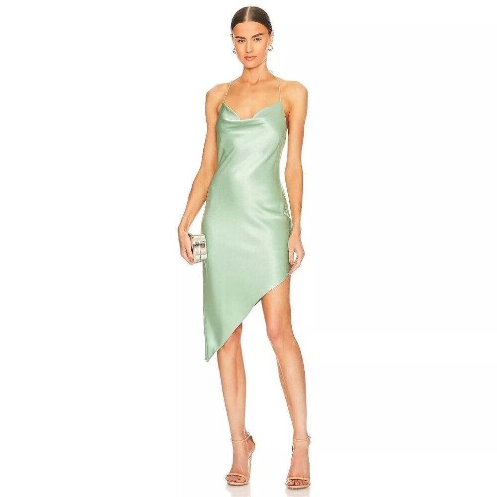 Alice + Olivia Harmony Asymmetrical Midi Dress Green Tea | Womens Size 6